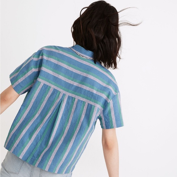Madewell Women's Beachside Linen Blend Striped Button Down Shirt EUC - Picture 8 of 8